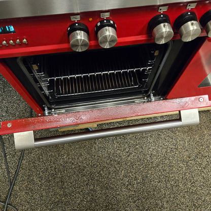 Britannia Delphi Dual Fuel Range Cooker with matching Hood in Red 120cm