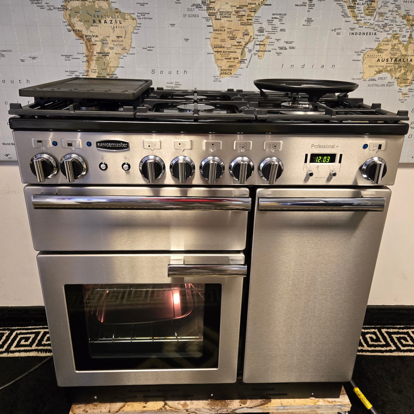 Rangemaster Professional Plus Dual Fuel Range Cooker in Stainless Steel 90cm