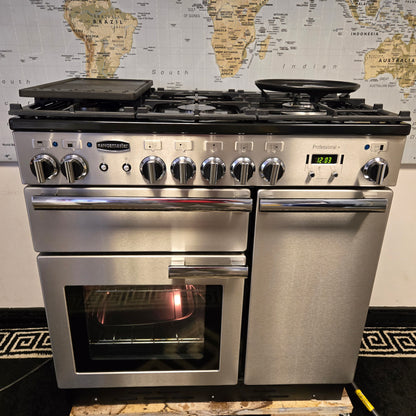 Rangemaster Professional Plus Dual Fuel Range Cooker in Stainless Steel 90cm