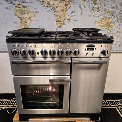 Rangemaster Professional Deluxe Dual Fuel Range Cooker in Stainless Steel 90cm