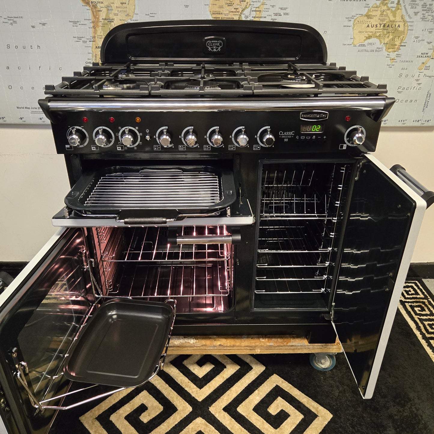 Rangemaster Classic Deluxe Dual Fuel Range Cooker in Grey 90cm