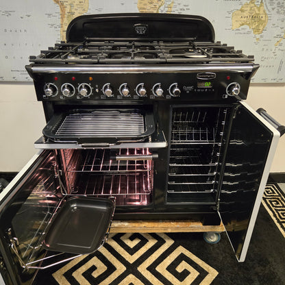 Rangemaster Classic Deluxe Dual Fuel Range Cooker in Grey 90cm