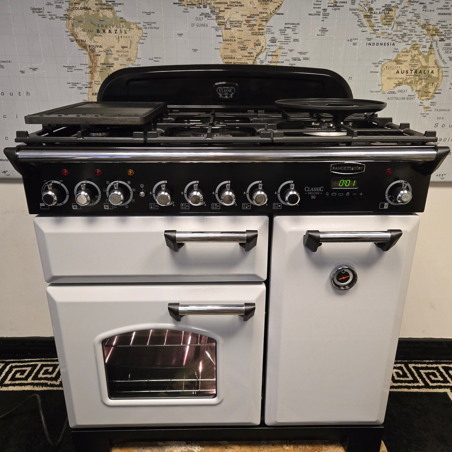Rangemaster Classic Deluxe Dual Fuel Range Cooker in Grey 90cm