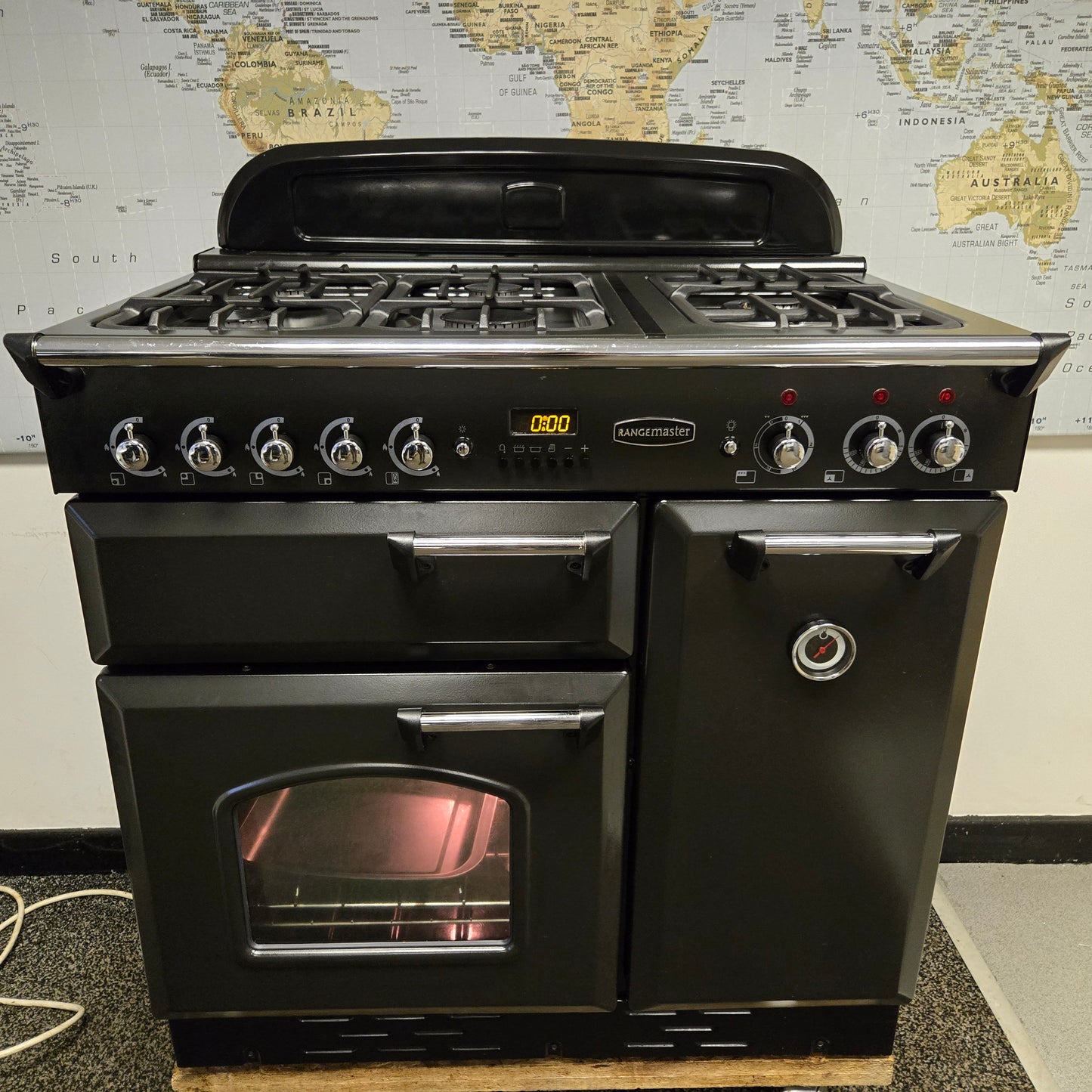Rangemaster Classic 90 Dual Fuel Range Cooker in Black 90cm