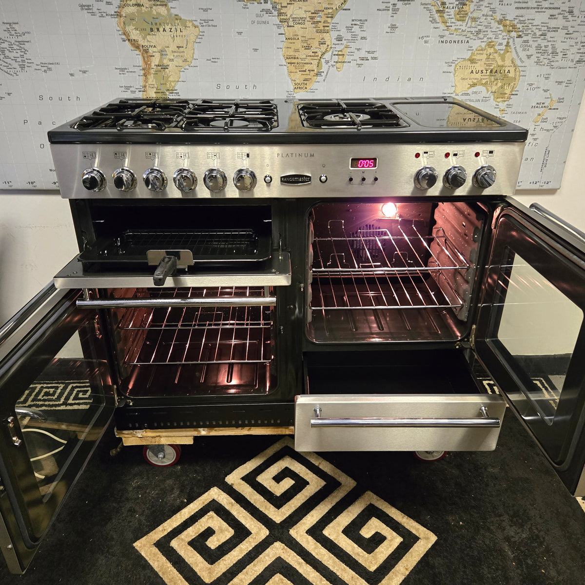 Rangemaster Platinum Dual Fuel Range Cooker in Stainless Steel 110cm