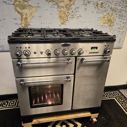 Rangemaster Kitchener Dual Fuel Range Cooker Stainless Steel 90cm
