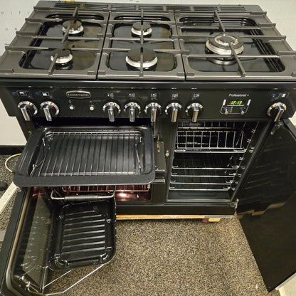 Rangemaster Professional Plus Dual Fuel Range Cooker in Black with a Chrome Trim 100cm