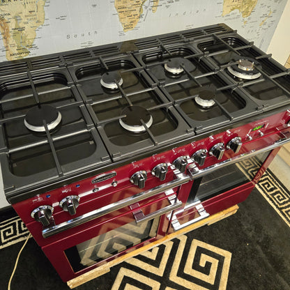 Rangemaster Professional Plus Dual Fuel Range Cooker in Cranberry Red 110cm
