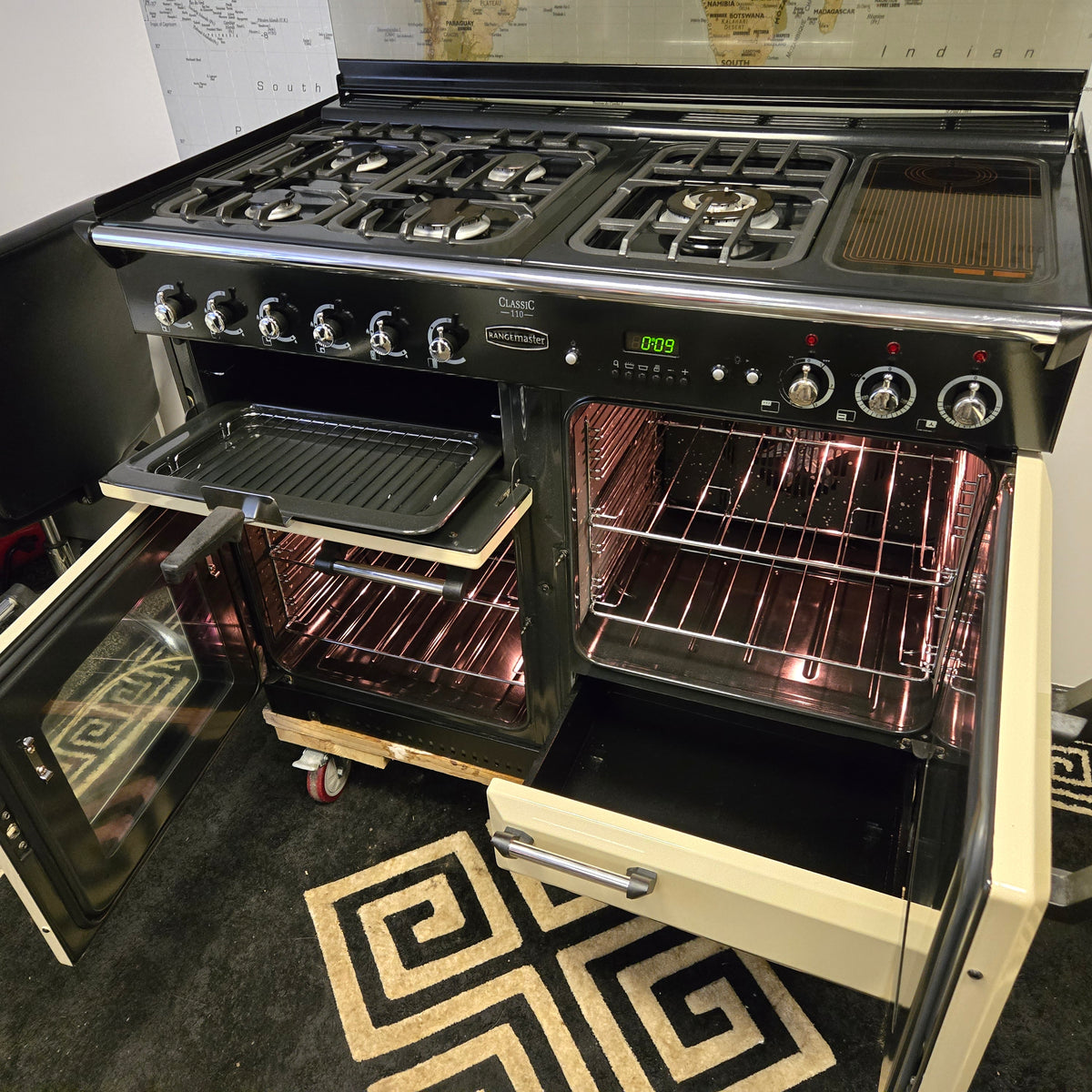 Rangemaster Classic 110 Lid Version Dual Fuel Range Cooker in Cream 110cm