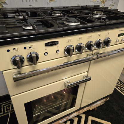 Rangemaster Professional Plus Dual Fuel Range Cooker in Cream and Chrome 100cm