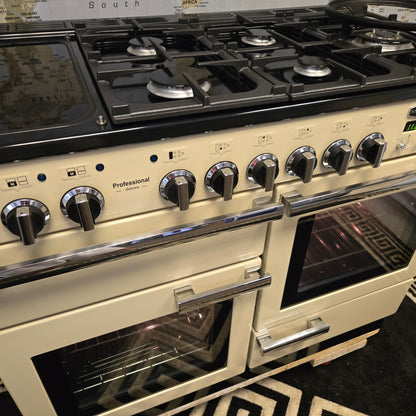Rangemaster Professional Deluxe Dual Fuel Range Cooker in Cream and Chrome 110cm