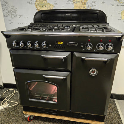 Rangemaster Classic 90 Dual Fuel Range Cooker in Black 90cm
