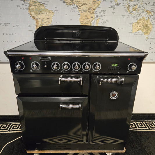Rangemaster Classic Induction Range Cooker in Black with a Chrome Trim 90cm