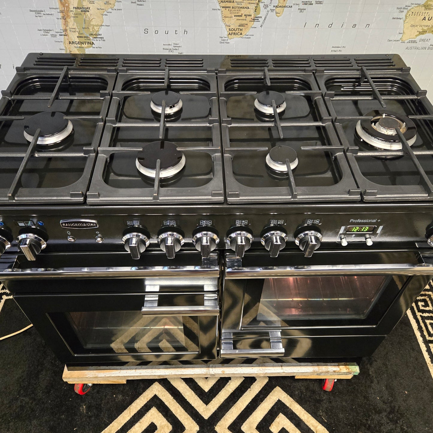 Rangemaster Professional Plus Dual Fuel Range Cooker in Black and Chrome 110cm