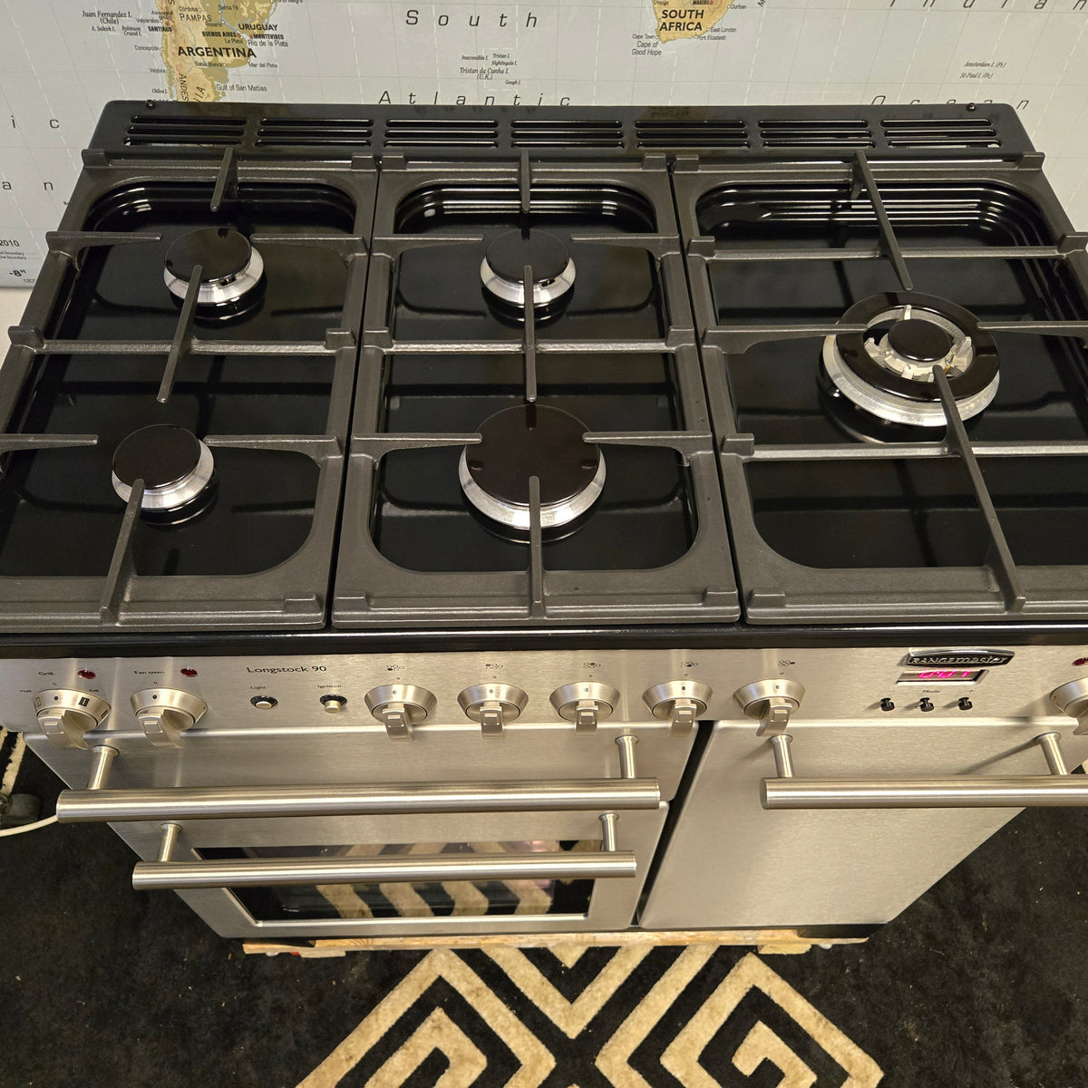 Ex Display Rangemaster Longstock Dual Fuel Range Cooker in Stainless Steel 90cm