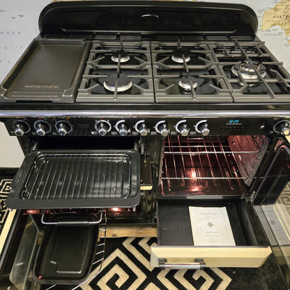 Rangemaster Classic Deluxe Dual Fuel Range Cooker in Cream 110cm