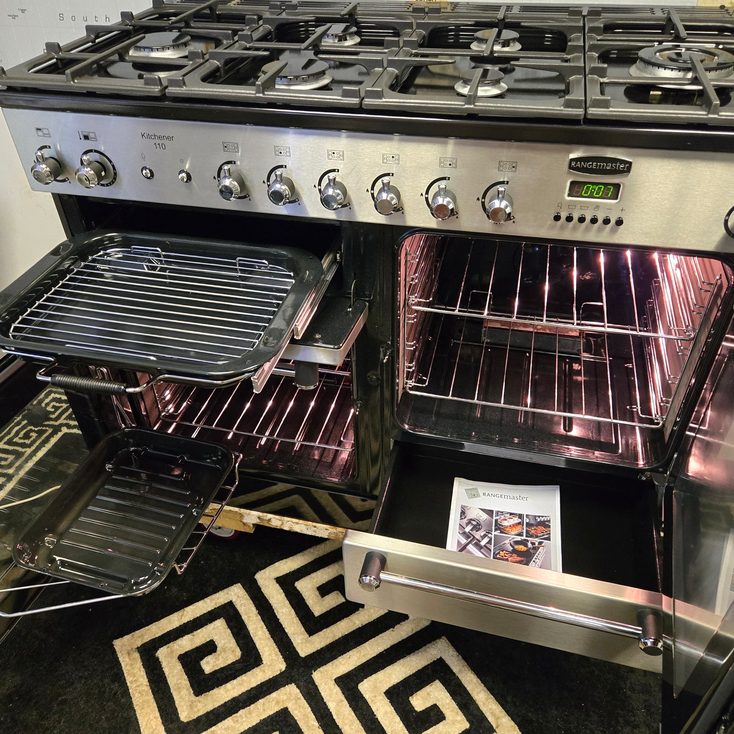Rangemaster Kitchener Gas Range Cooker in Stainless Steel 110cm