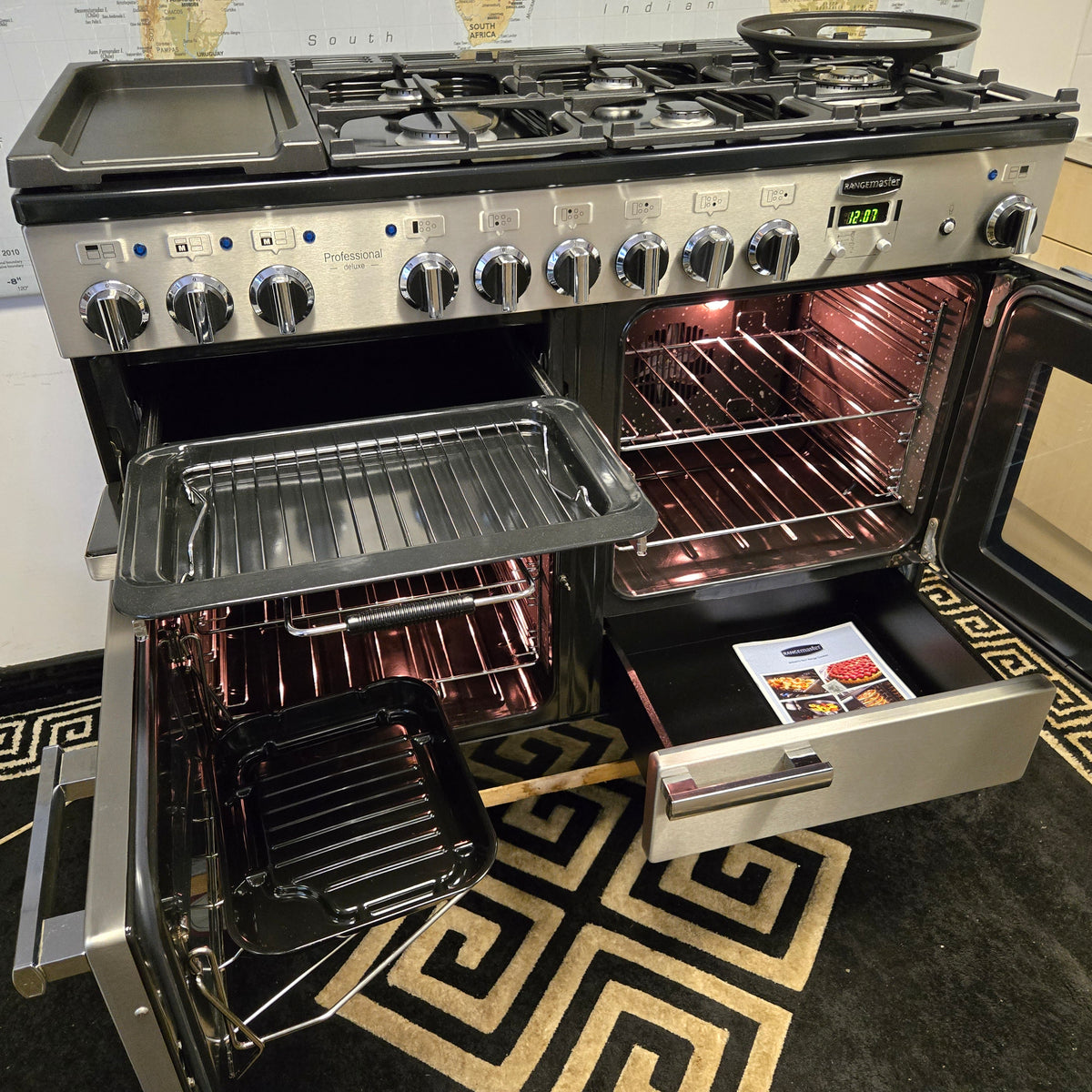 Rangemaster Professional Deluxe Dual Fuel Range Cooker in Stainless Steel 110cm