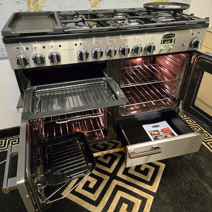 Rangemaster Professional Deluxe Dual Fuel Range Cooker in Stainless Steel 110cm