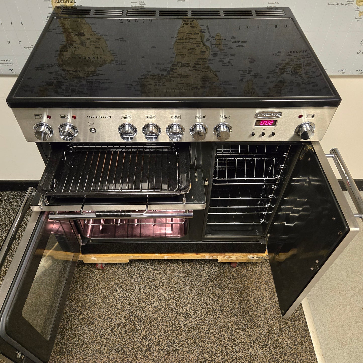 Rangemaster Infusion Induction Range Cooker in Stainless Steel with a Chrome Trim 90cm