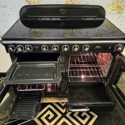 Rangemaster Classic Deluxe Induction Range Cooker in Black and Chrome 110cm