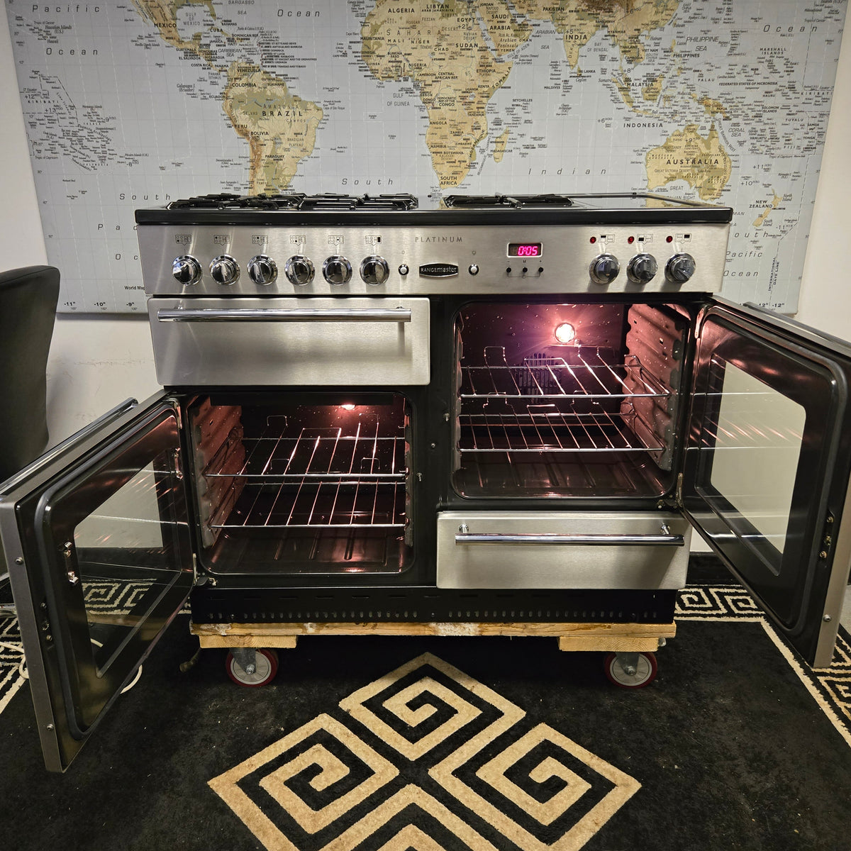 Rangemaster Platinum Dual Fuel Range Cooker in Stainless Steel 110cm