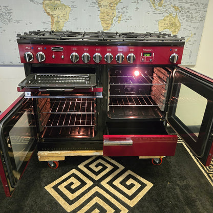 Rangemaster Professional Plus Dual Fuel Range Cooker in Cranberry Red 110cm
