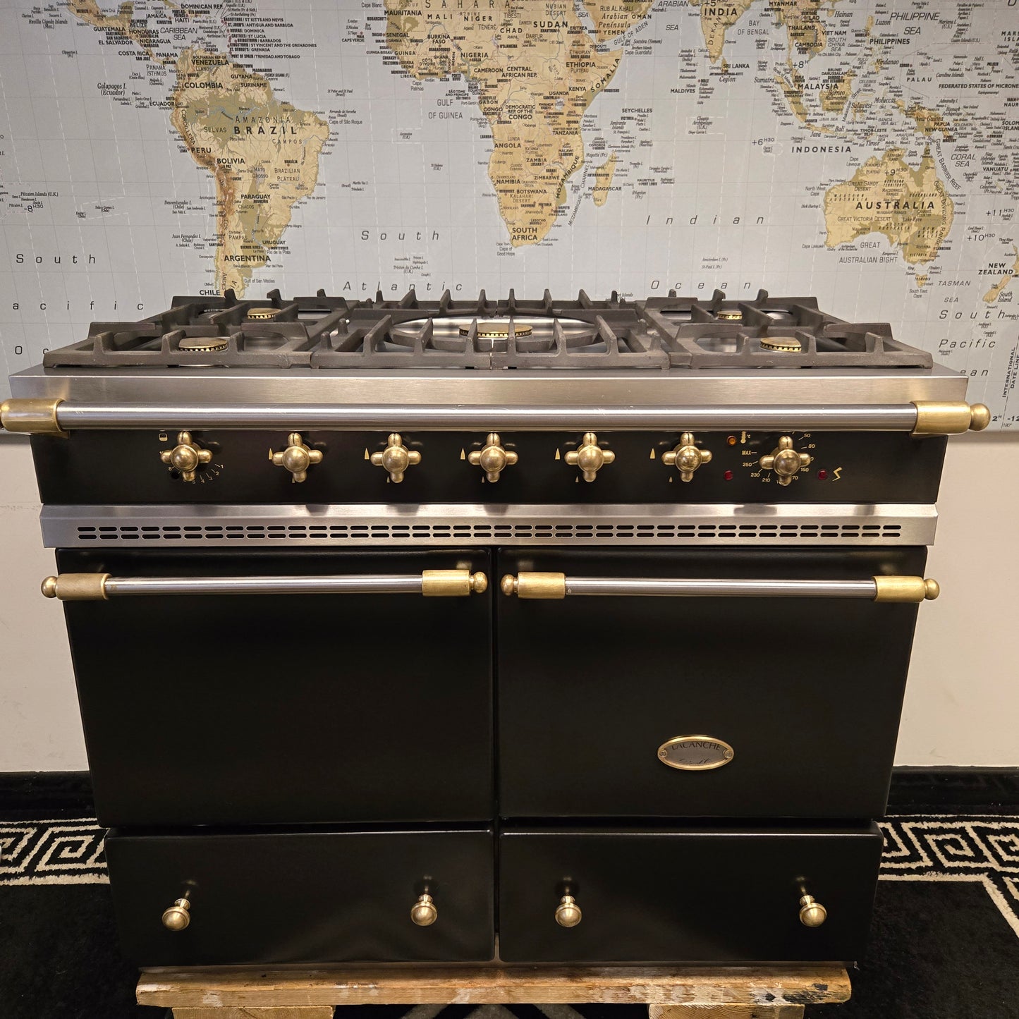 Lacanche Cluny Dual Fuel Range Cooker in Black and Brass 100cm