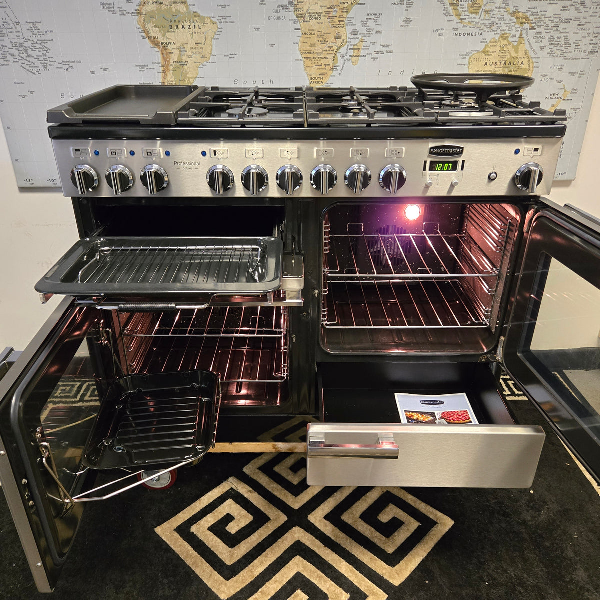 Rangemaster Professional Deluxe Dual Fuel Range Cooker in Stainless Steel 110cm