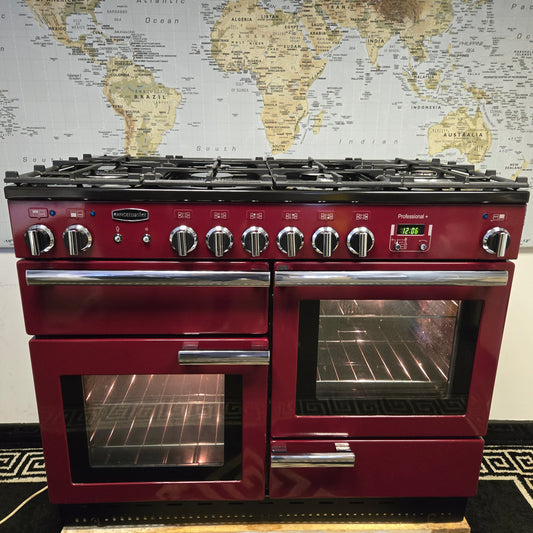 Rangemaster Professional Plus Dual Fuel Range Cooker in Cranberry Red 110cm
