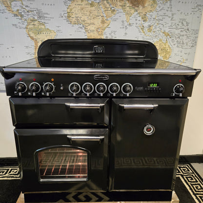 Rangemaster Classic Deluxe Induction Range Cooker in Black with a Chrome Trim 100cm