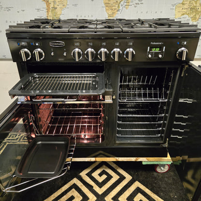 Rangemaster Professional Plus Dual Fuel Range Cooker in Black and Chrome 100cm