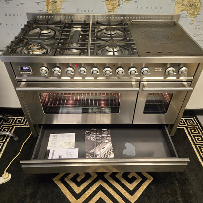 Ilve Milano Dual Fuel Range Cooker Stainless Steel 120cm