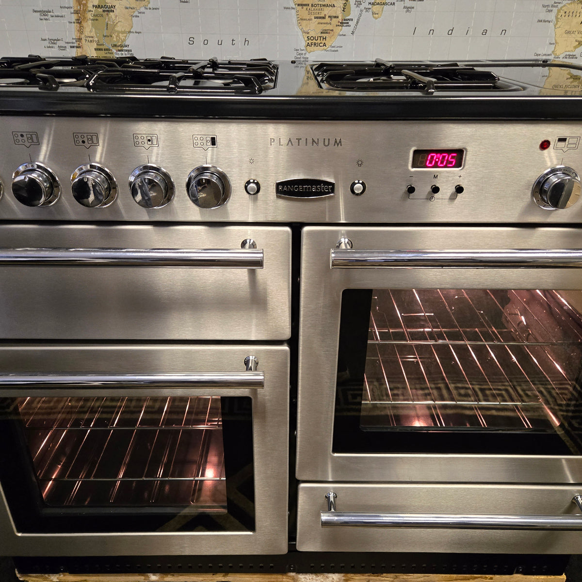 Rangemaster Platinum Dual Fuel Range Cooker in Stainless Steel 110cm