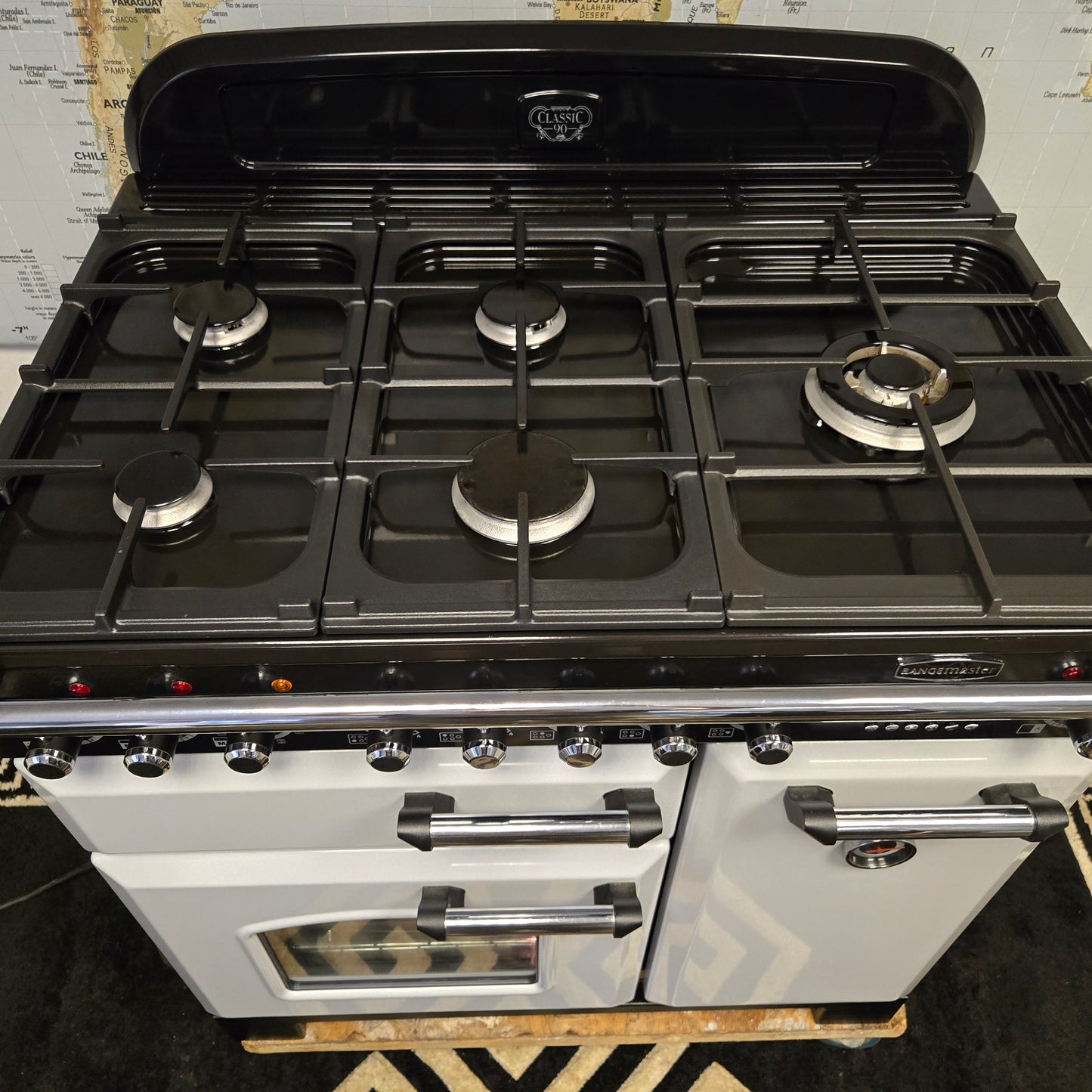 Rangemaster Classic Deluxe Dual Fuel Range Cooker in Grey 90cm