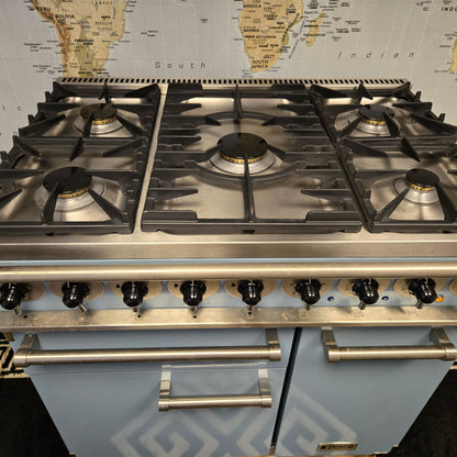 Falcon Deluxe 900 Dual Fuel Range Cooker in Skye Blue 90cm
