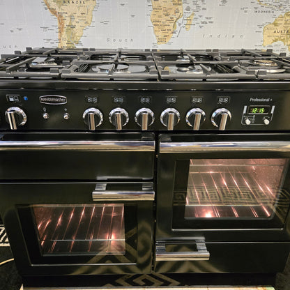 Rangemaster Professional Plus Dual Fuel Range Cooker in Black and Chrome 110cm