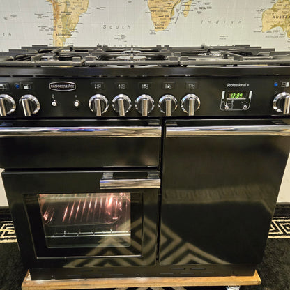 Rangemaster Professional Plus Dual Fuel Range Cooker in Black 100cm