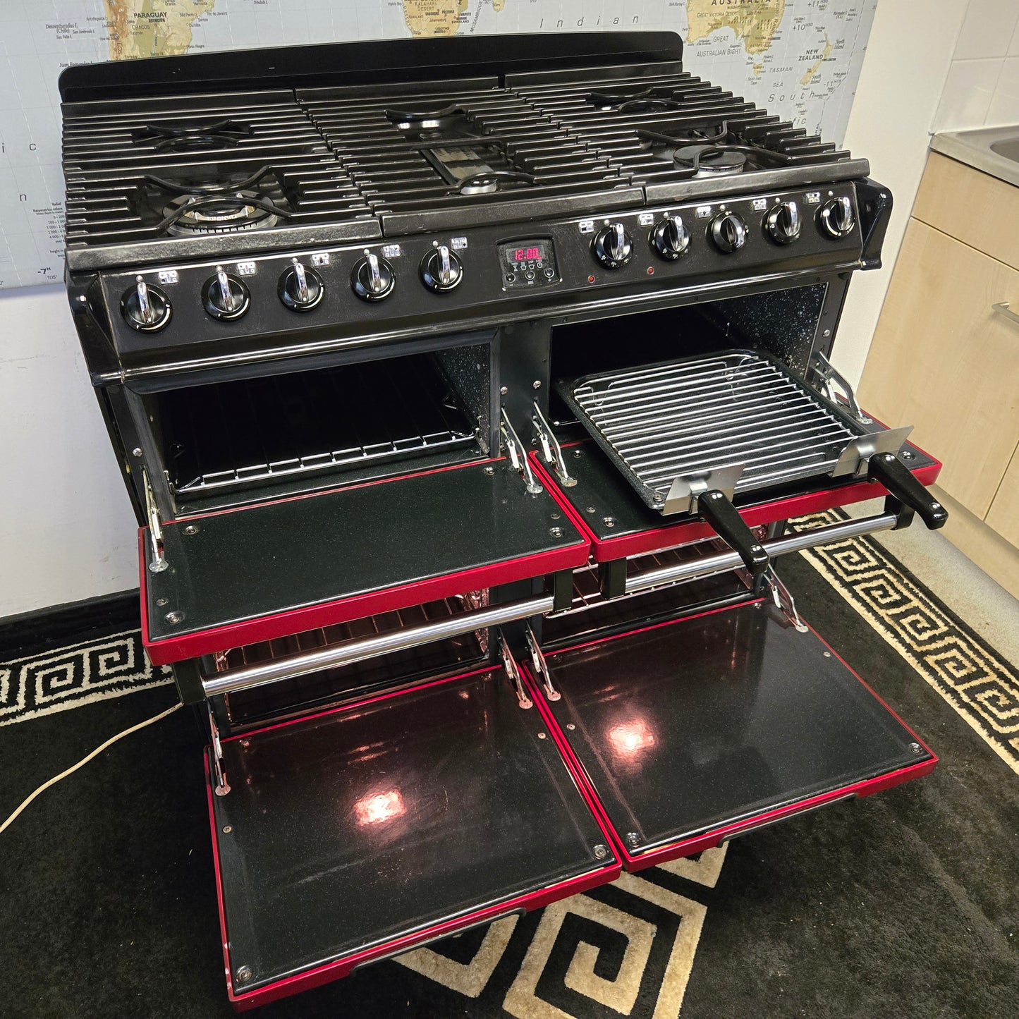 Aga Masterchef Dual Fuel Range Cooker in Cranberry Red 100cm