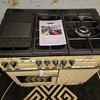 Rangemaster Professional Plus Dual Fuel Range Cooker in Cream and Chrome 100cm