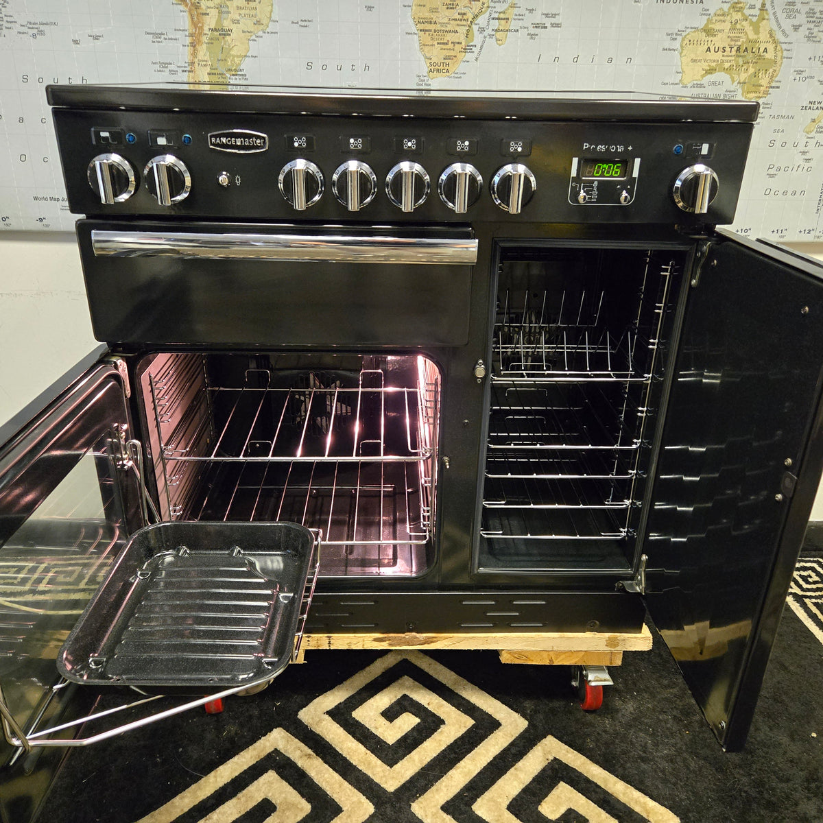 Rangemaster Professional Plus Induction Range Cooker in Black and Chrome 90cm