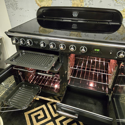 Rangemaster Classic Deluxe Induction Range Cooker in Black and Chrome 110cm