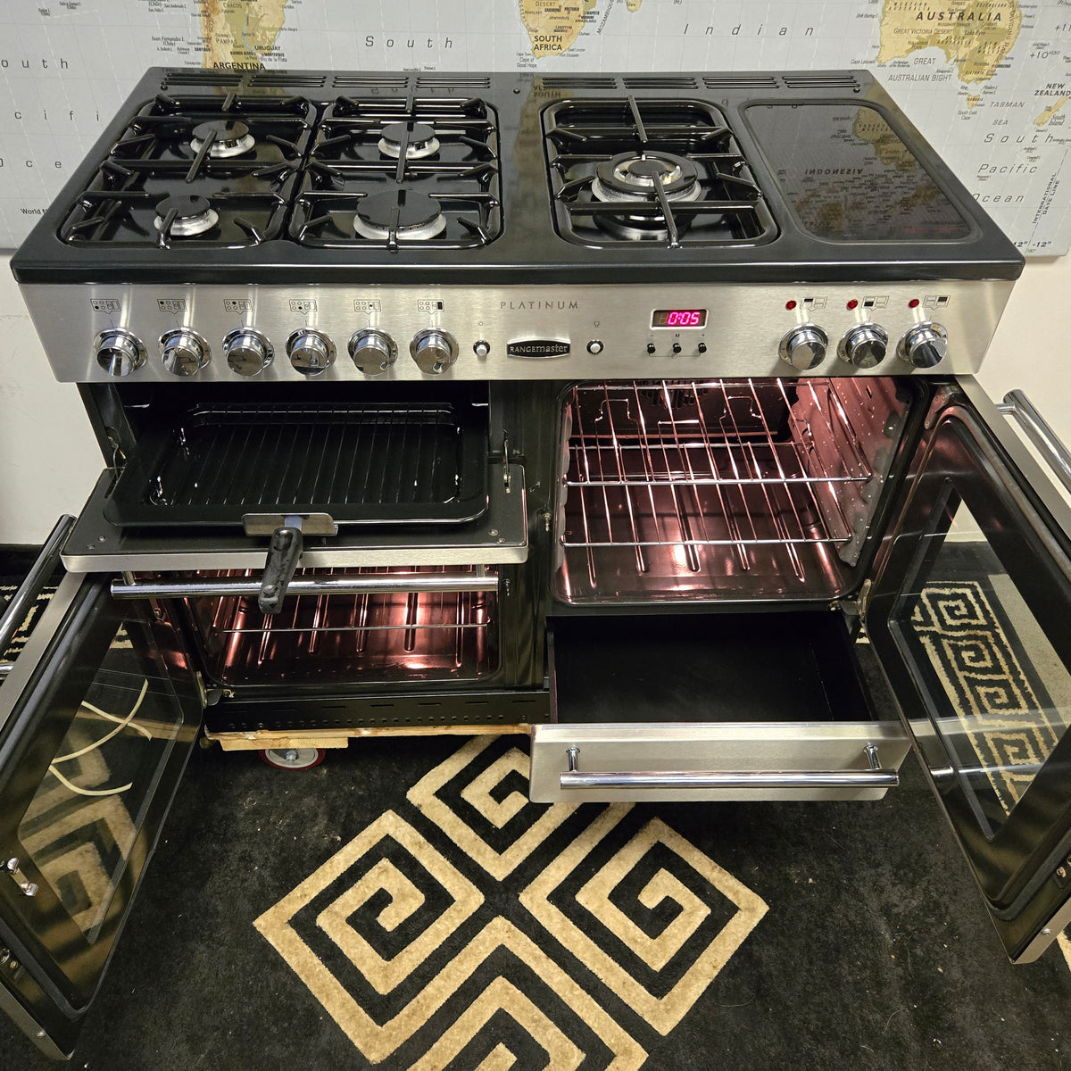 Rangemaster Platinum Dual Fuel Range Cooker in Stainless Steel 110cm