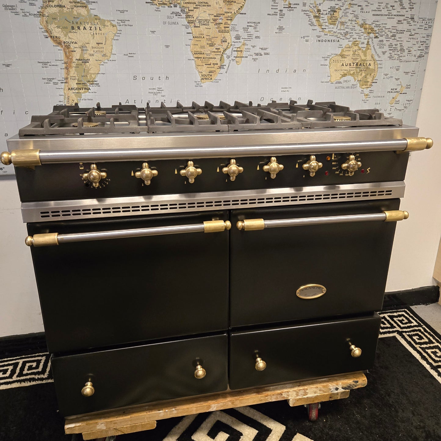 Lacanche Cluny Dual Fuel Range Cooker in Black and Brass 100cm