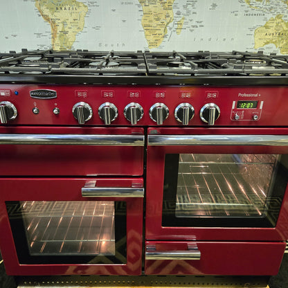 Rangemaster Professional Plus Dual Fuel Range Cooker in Cranberry Red 110cm