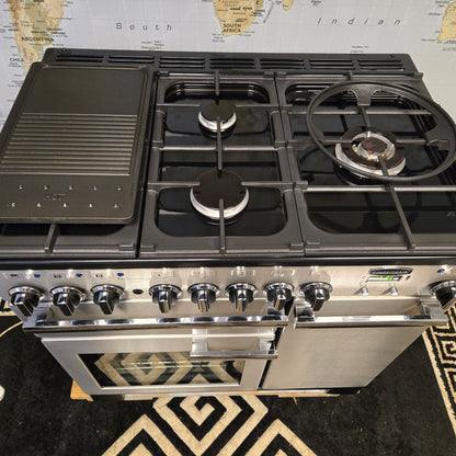 Rangemaster Professional Deluxe Dual Fuel Range Cooker in Stainless Steel 90cm
