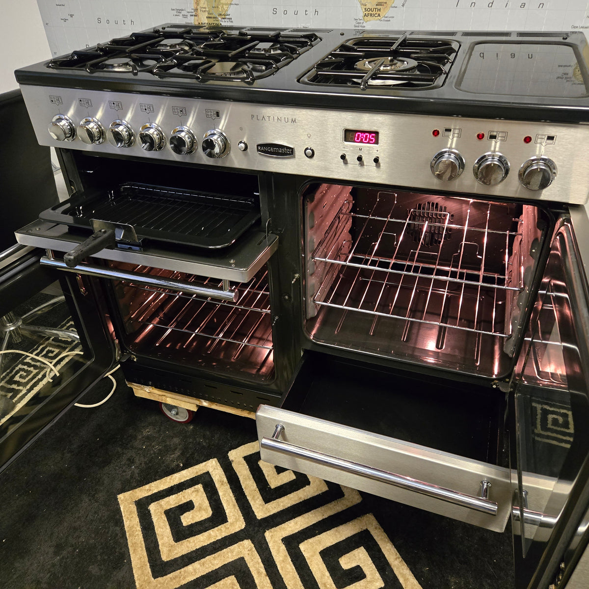 Rangemaster Platinum Dual Fuel Range Cooker in Stainless Steel 110cm