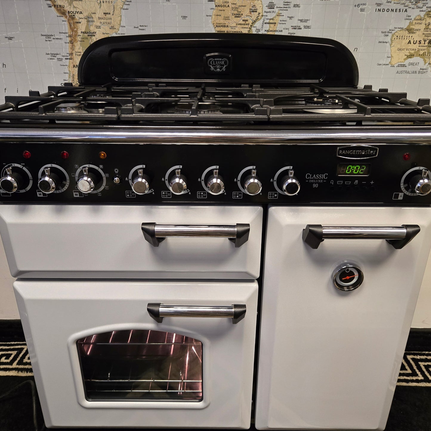 Rangemaster Classic Deluxe Dual Fuel Range Cooker in Grey 90cm