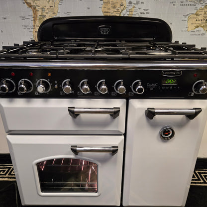 Rangemaster Classic Deluxe Dual Fuel Range Cooker in Grey 90cm