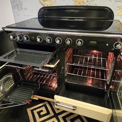 Rangemaster Classic Deluxe Induction Range Cooker in Cream and Chrome 110cm